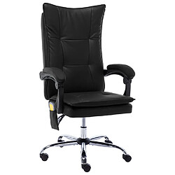 vidaXL Chaise de bureau de massage Noir Similicuir