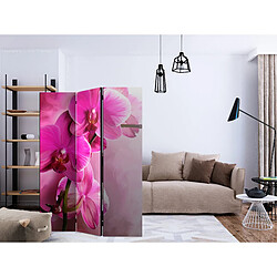 Decoshop26 Paravent 3 volets panneaux cloison séparateur de pièce pliable recto verso Orchidée rose 135x172 cm PAR110671