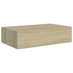 vidaXL Étagère à tiroir murale chêne 40x23,5x10 cm MDF