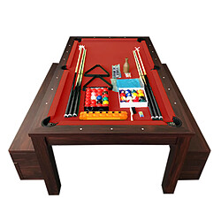 Simba BILLARD AMERICAIN 7FT SNOOKER + PLAN COUVERTURE ET BANCS A CONTENEURS Rich Rouge