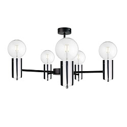 Lumière Plafonnier Arde Multi Arm Semi Flush Noir, Argent, 60cm, 5x E27