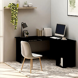 vidaXL Bureau d'angle en forme de L Noir 120x140x75cm bois ingénierie 