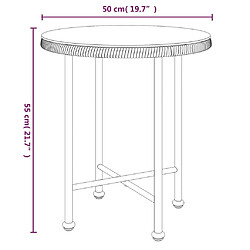 vidaXL Table de salle à manger Ø50 cm Verre trempé et acier pas cher