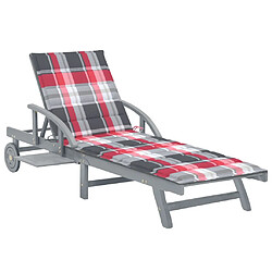 Helloshop26 Transat chaise longue bain de soleil lit de jardin terrasse meuble d'extérieur avec coussin bois d'acacia solide 02_0012359