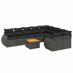 Maison Chic Salon de jardin 10 pcs avec coussins, Ensemble Tables et chaises d'extérieur noir résine tressée -GKD414102