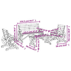 vidaXL Salon de jardin 4 pcs bois de sapin massif pas cher