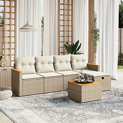 vidaXL Salon de jardin avec coussins 6 pcs beige résine tressée 