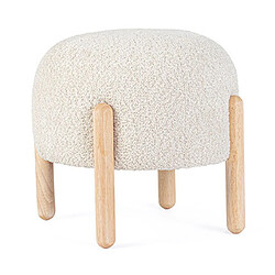 Mes Tabouret rond 45x45x38 cm en tissu bouclette écru - STERCK