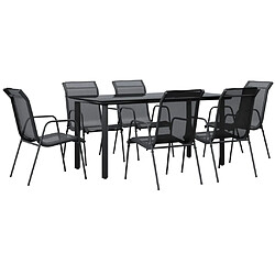 vidaXL Ensemble à manger de jardin 7 pcs noir textilène et acier