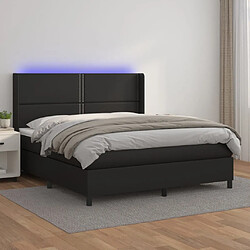 vidaXL Sommier à lattes de lit matelas LED Noir 160x200cm Similicuir 