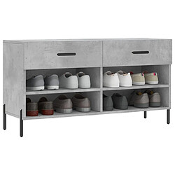 Avis Maison Chic Banc à chaussures | Meuble de rangement à chaussures Meuble d'Entrée gris béton 102x35x55 cm bois d'ingénierie -MN29859