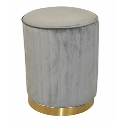 Decoshop26 Tabouret pouf repose pieds tendance avec revêtement en velours gris TABO05021