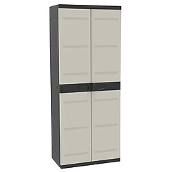 Pegane Armoire meuble de rangement 2 portes, intérieur/extérieur coloris noir/taupe - Longueur 70 x Profondeur 44 x Hauteur 176 cm 