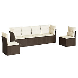 vidaXL Salon de jardin avec coussins 6 pcs marron résine tressée