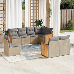 vidaXL Salon de jardin avec coussins 8 pcs beige résine tressée