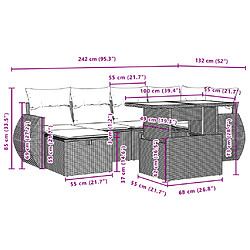 vidaXL Salon de jardin avec coussins 7 pcs gris clair résine tressée pas cher