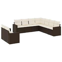 vidaXL Salon de jardin avec coussins 9 pcs marron résine tressée