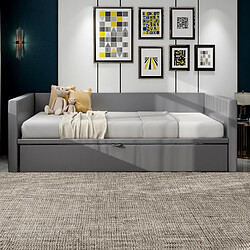 KOMHTOM Lit rembourré gris 90 / 180 * 200 cm canapé - lit extensible, tissu de velours pro - peau avec cadre à lattes, lit multifonctionnel pas cher