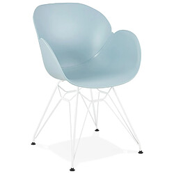 Alterego Chaise moderne 'FIDJI' bleue avec pieds en métal blanc