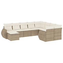 Maison Chic Salon de jardin avec coussins 10 pcs | Ensemble de Table et chaises | Mobilier d'Extérieur beige résine tressée -GKD76434