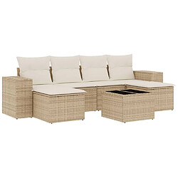 vidaXL Salon de jardin avec coussins 7 pcs beige résine tressée