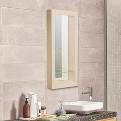 Avis Miroir de salle de bain 90x40 cm en bois couleur chêne avec étagère fixation murale CEDAM