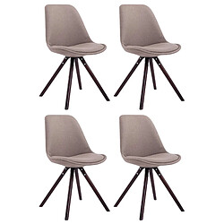 Decoshop26 4 chaises de salle à manger style scandinave en tissu taupe pieds rond en bois marron CDS10344