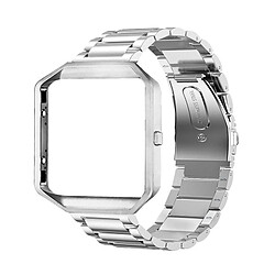 Wewoo Bracelet pour montre connectée Convient Fitbit Blaze De Sport Intelligente En Acier Inoxydable Cadre Métal Papillon Boucle Trois Perles Argent 