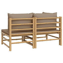 Acheter vidaXL Salon de jardin 2 pcs avec coussins taupe bambou