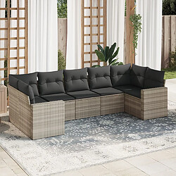 vidaXL Salon de jardin avec coussins 7 pcs gris clair résine tressée 