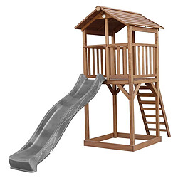 AXI Beach Tower Aire de Jeux avec Toboggan en gris & Bac à Sable | Grande Maison enfant extérieur en marron | Cabane de Jeu en Bois FSC