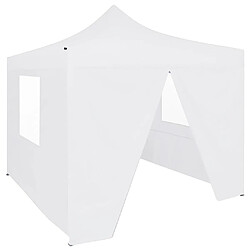 vidaXL Tente de réception pliable avec 4 parois 3x3 m Acier Blanc