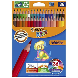 BIC 950526 Kids Evolution Crayons de couleur – Couleurs assorties (Lot de 36)