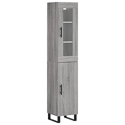 vidaXL Buffet haut Sonoma gris 34,5x34x180 cm Bois d'ingénierie