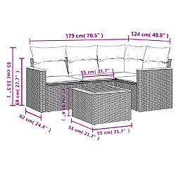 Acheter vidaXL Salon de jardin avec coussins 5pcs mélange beige résine tressée