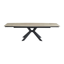 Acheter Vente-Unique Table à manger extensible 6 à 10 personnes en céramique, verre trempé et métal - Naturel clair et Noir - LIOMINA de Maison Céphy