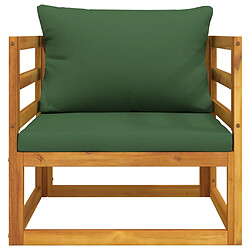 Maison Chic Chaise de jardin avec coussin - Fauteuil d'extérieurs verts bois massif d'acacia -MN20886 pas cher