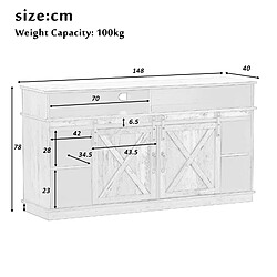 Avis Grand meuble TV buffet portes coulissantes classiques étagères réglables pour salon salle à manger ferme Design 148*40*78 cm