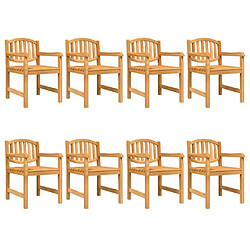 Maison Chic Lot de 8 Chaises de jardin,Fauteuil d'extérieur 58x59x88 cm bois massif de teck -MN43011