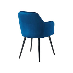 Vente-Unique Lot de 6 chaises avec accoudoirs en velours et métal noir - Bleu - ELEANA pas cher