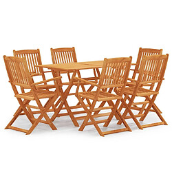 Maison Chic Mobilier à dîner pliable 7 pcs de jardin - Ensemble table et chaises d'extérieur - Salon/Mobilier de jardin classique Bois d'eucalyptus -MN75848