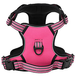 vidaXL Harnais pour chien avec laisse et collier réglables rose XL 