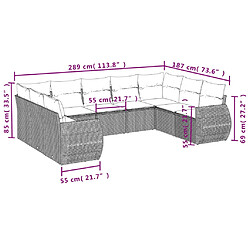 Acheter vidaXL Salon de jardin avec coussins 9 pcs beige résine tressée