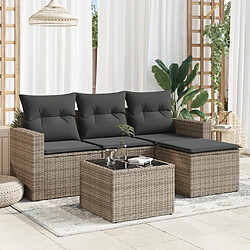 Maison Chic Salon de jardin 5 pcs avec coussins | Ensemble de Table et chaises | Mobilier d'Extérieur gris résine tressée -GKD49517