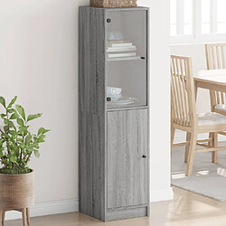 Maison Chic Commode Buffet - Meuble de rangement avec porte en verre sonoma gris 35x37x142 cm -GKD17040