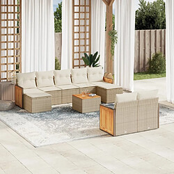 Maison Chic Salon de jardin avec coussins 10 pcs | Ensemble de Table et chaises | Mobilier d'Extérieur beige résine tressée -GKD91749