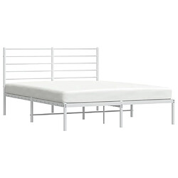 Acheter Maison Chic Lit adulte - Cadre de lit métal avec tête de lit pour chambre blanc 135x190 cm -MN72943