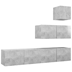 Maison Chic Ensemble de meubles TV 4 pcs | Banc TV Moderne pour salon | Meuble de Rangement - Gris béton Aggloméré -MN15090