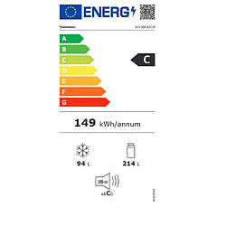 Réfrigérateur combiné 60cm 308l brassé - kg36eaica - SIEMENS