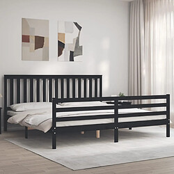 vidaXL Cadre de lit sans matelas noir 200x200 cm bois massif 